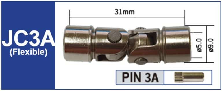 Vaijerin kardaaniliitin JC3A tuplanivel 9,0mm